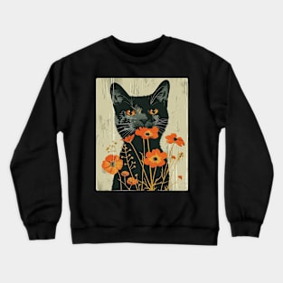 British Shorthair Cat Flowers Photo Cat Lover Gift Crewneck Sweatshirt